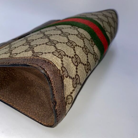 💎Gorgeous💎 Authentic GUCCI Web Sherry Line GG Logo Canvas/Leather Clut… - Picture 11 of 15